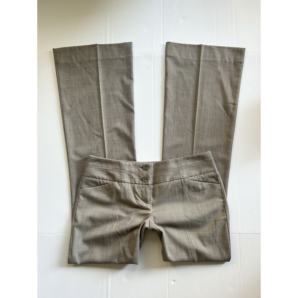 2000s Low Rise Flared Trousers Button Detail Brown Office Siren Y2K Preppy